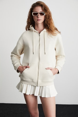 Sweat regular à capuche - Ecru