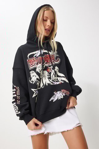 Sweat regular à capuche - Noir