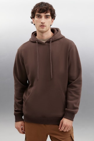 Sweat regular à capuche - Marron