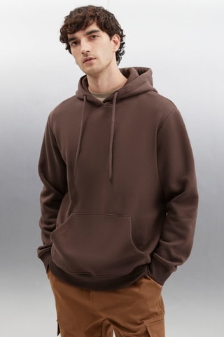 Sweat regular à capuche - Marron