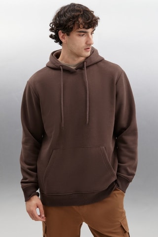 Sweat regular à capuche - Marron