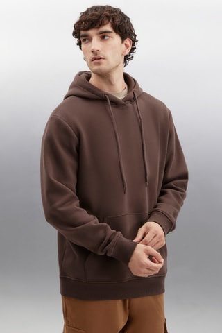 Sweat regular à capuche - Marron