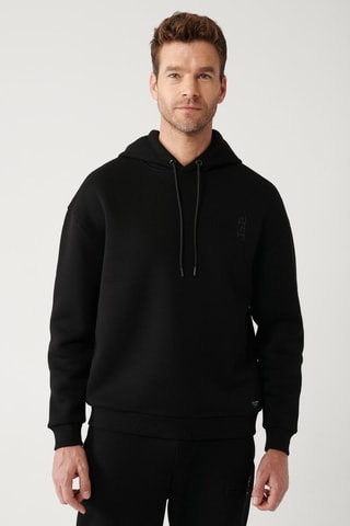 Sweat regular à capuche - Noir