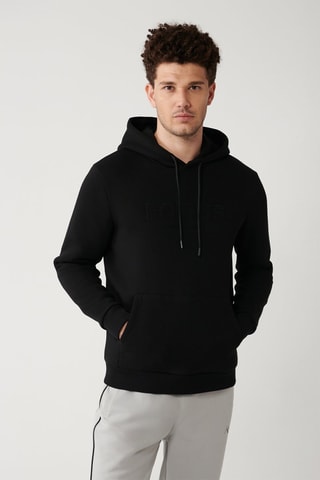Sweat regular à capuche - Noir