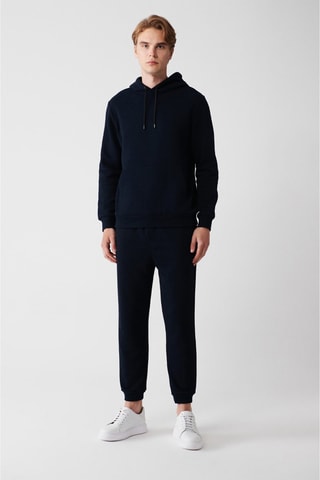 Sweat regular à capuche - Bleu marine