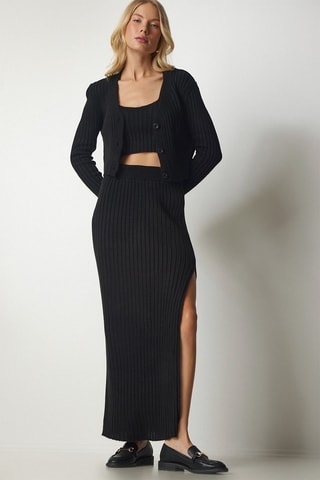 Ensemble 3 pièces en laine - Noir