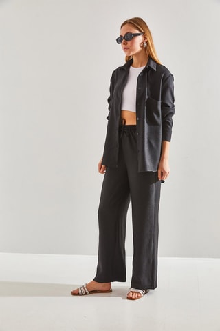 Chemisier et pantalon wide legs - Noir