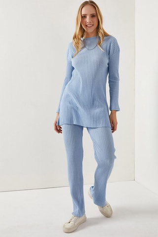 Tunique et pantalon palazzo - Bleu clair