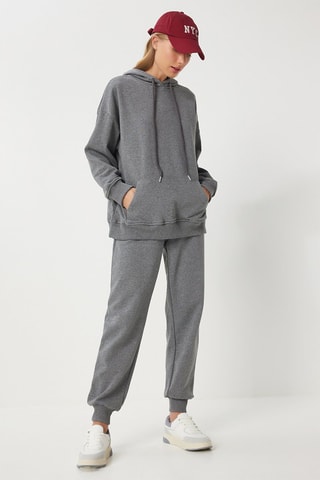 Sweat à capuche et jogging - Gris foncé chiné