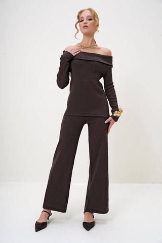 Top et pantalon regular - Marron