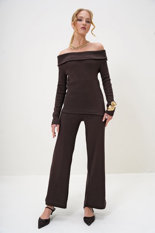 Top et pantalon regular - Marron