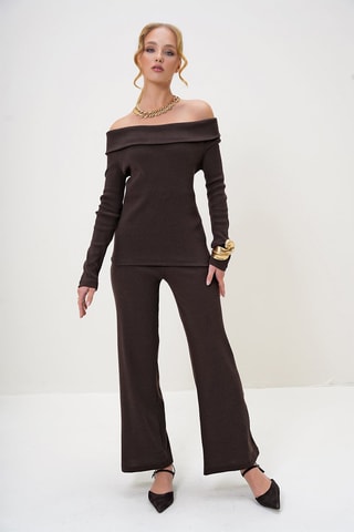 Top et pantalon regular - Marron