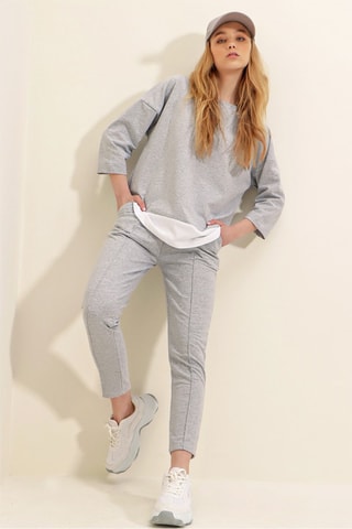 Sweat regular et pantalon de survêtement - Gris clair chiné