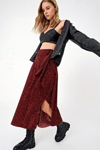 Jupe portefeuille - Rouge