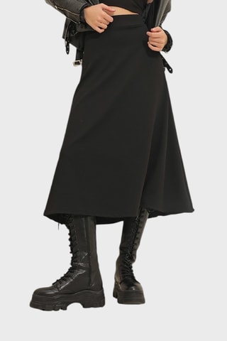 Jupe midi taille haute - Noir