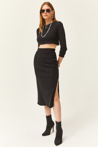 Jupe droite taille haute - Noir