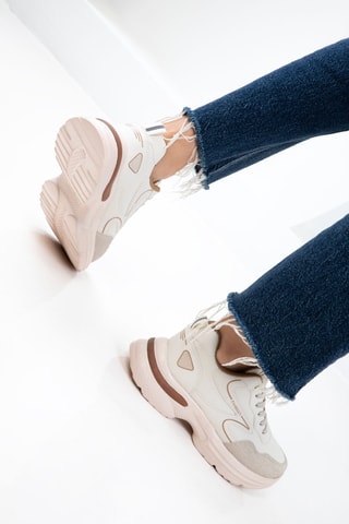 Baskets plateformes - Blanc et marron