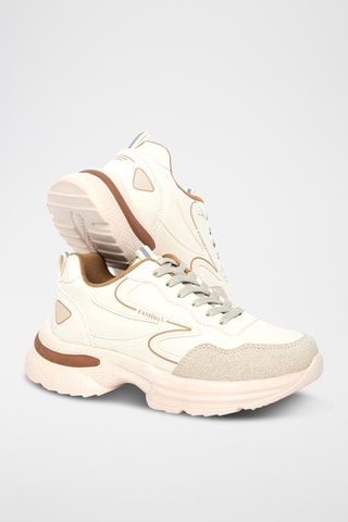 Baskets plateformes - Blanc et marron