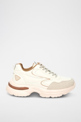 Baskets plateformes - Blanc et marron