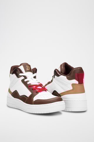 Baskets montantes - Blanc et marron foncé