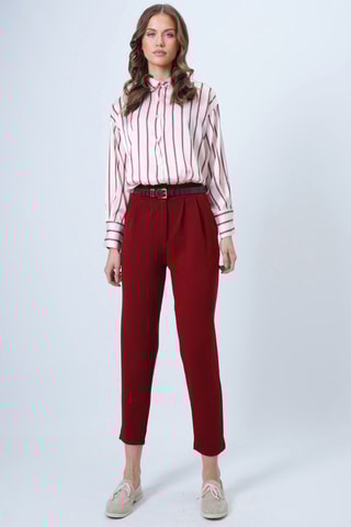Pantalon regular taille haute - Rouge