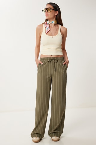 Pantalon wide legs - Kaki