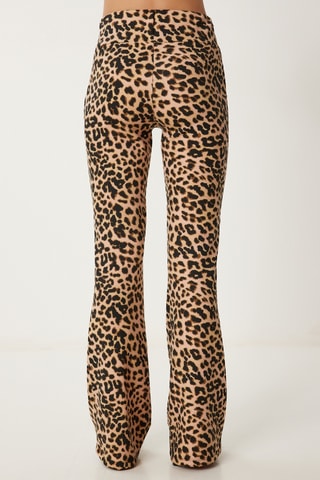 Pantalon flare taille haute - Noir et beige