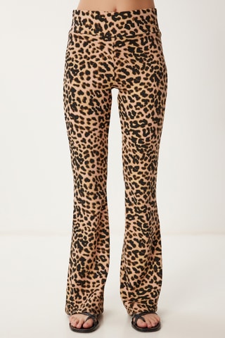 Pantalon flare taille haute - Noir et beige