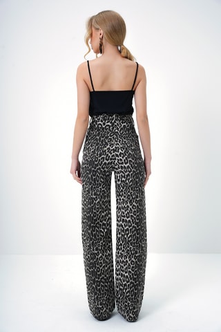 Jean palazzo taille haute - Marron et noir