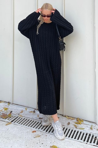Robe pull en laine - Noir