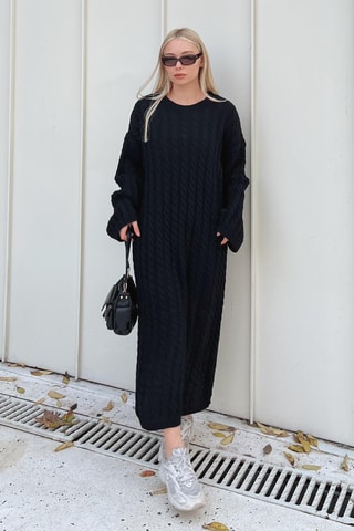 Robe pull en laine - Noir