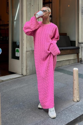 Robe pull en laine - Rose