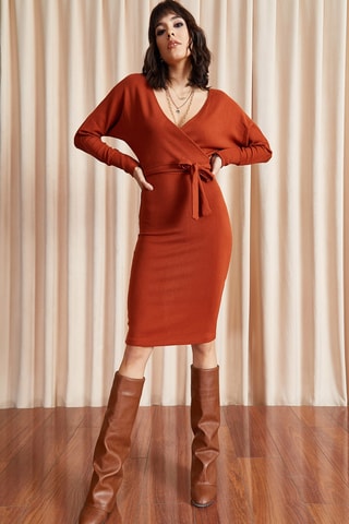 Robe fourreau - Rouge brique