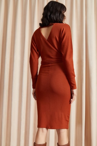 Robe fourreau - Rouge brique