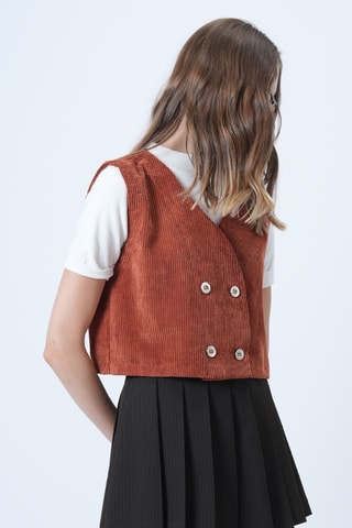 Veste sans manches en velours - Rouge brique