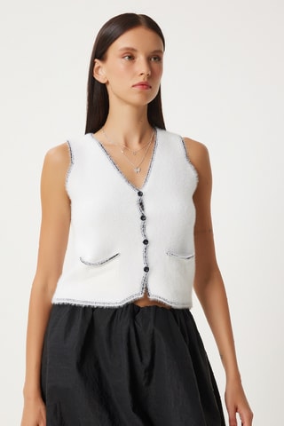 Gilet sans manches en laine - Ecru