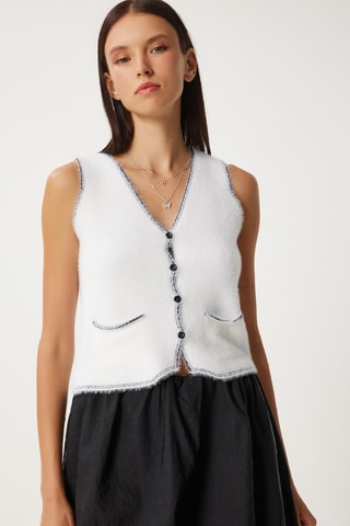 Gilet sans manches en laine - Ecru