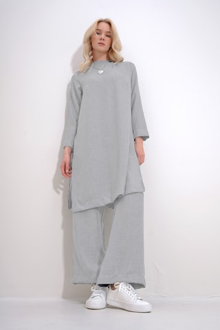 Tunique et pantalon palazzo - Gris