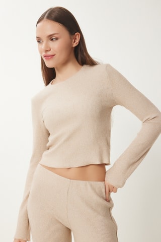 Pull et pantalon taille haute - Beige