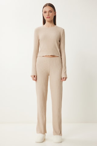 Pull et pantalon taille haute - Beige