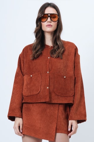 Veste et jupe-short en velours - Marron