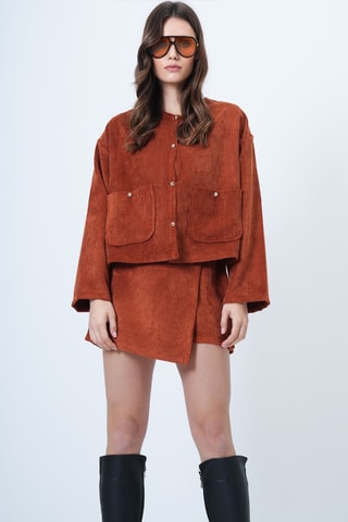 Veste et jupe-short en velours - Marron