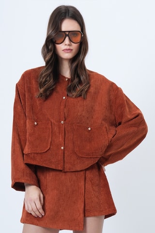 Veste et jupe-short en velours - Marron