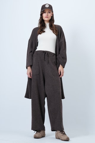 Gilet long et pantalon palazzo taille haute - Anthracite