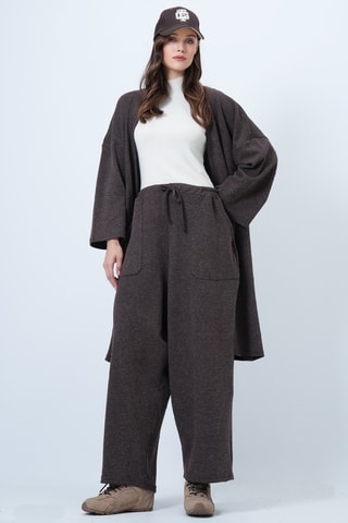 Gilet long et pantalon palazzo taille haute - Anthracite