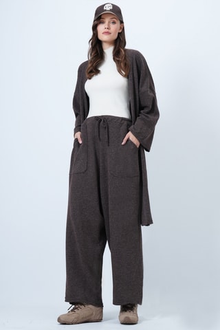 Gilet long et pantalon palazzo taille haute - Anthracite