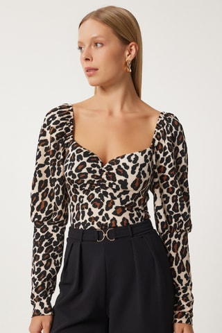 Top - Beige et marron