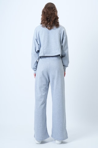 Sweat court et pantalon taille haute - Gris mélangé