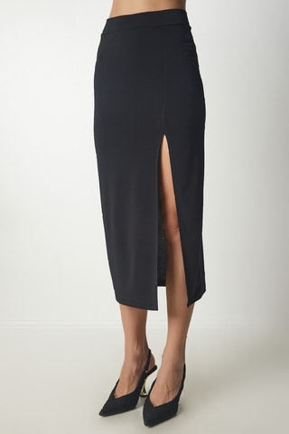 Crop top et jupe droite taille haute - Noir