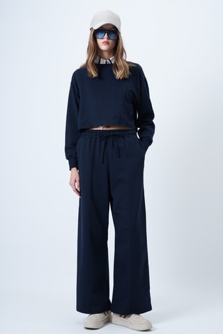 Sweat court et pantalon regular - Bleu marine